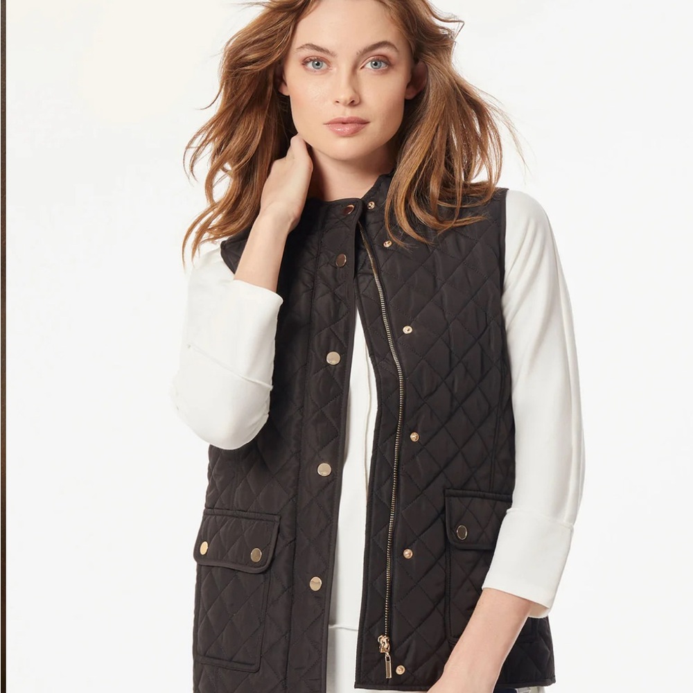 Jones New York Women’s Zip-Front Quilted Vest, Sz S, Black